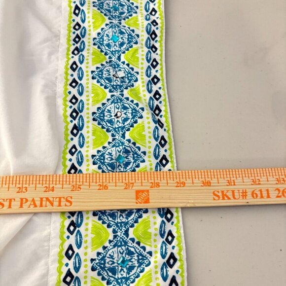 Catherine's Women's White Blue Embroidered Beaded‎ Boho Peasant Blouse Size 2X - Picture 9 of 11